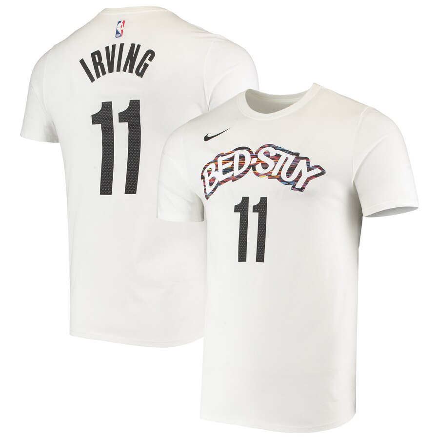 Men 2020 NBA Nike Kyrie Irving Brooklyn Nets White 201920 City Edition Name  Number TShirt